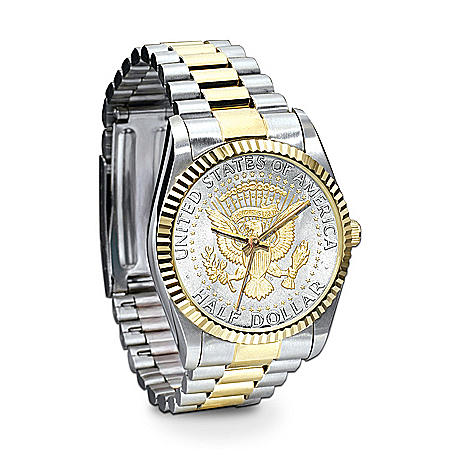 Official John F. Kennedy Half Dollar Presidential Collectible Mens Watch