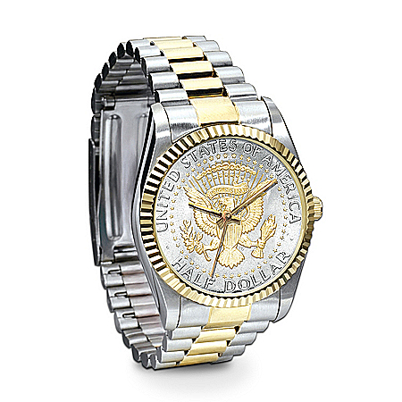 Official John F. Kennedy Half Dollar Presidential Collectible Men's Watch