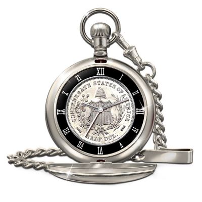 Civil War 150th Anniversary Confederate Half Dollar Men's Pocket Watch