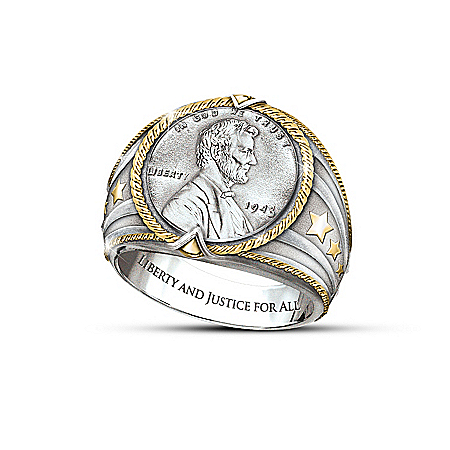 Genuine 1943 Steel Cent Mens Ring: American Hero