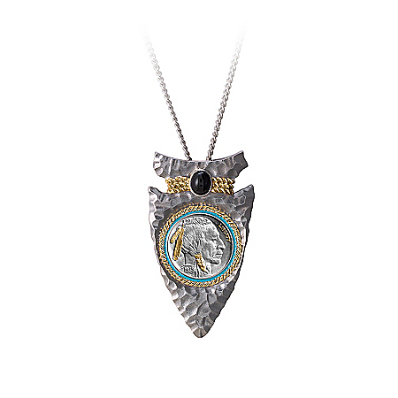 Men's Necklace: Indian Head Nickel Arrowhead Pendant Necklace