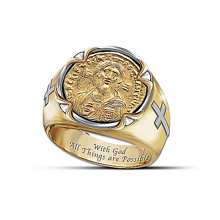 Mens Ring: Face Of Faith: Christ Coin Ring