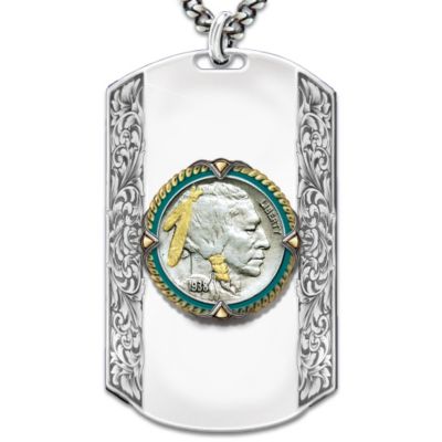 Men's Necklace: Spirit Of The West Personalized Dog Tag Pendant