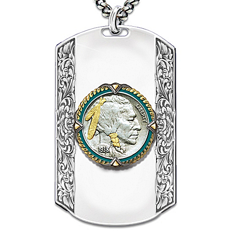 Men's Necklace: Spirit Of The West Personalized Dog Tag Pendant