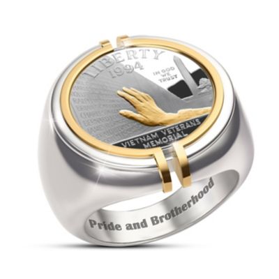 Pride And Brotherhood The Veterans Memorial Silver Coin Ring