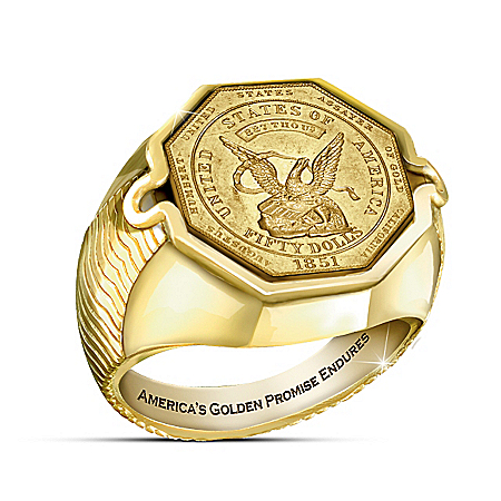 $50 California Gold Rush Coin 24K Gold-Plated Ring