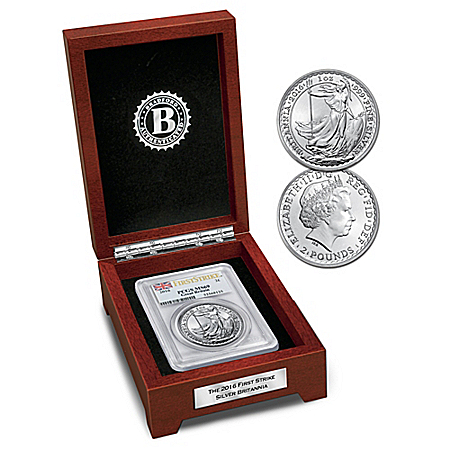 The First Strike 2016 1 Oz Silver Britannia 2 Pound Coin With Deluxe Display Box