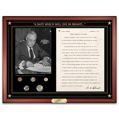 The Franklin D. Roosevelt Pearl Harbor Address To The Nation Wall Decor With 1941-Dated U.S. Mint Coin Set