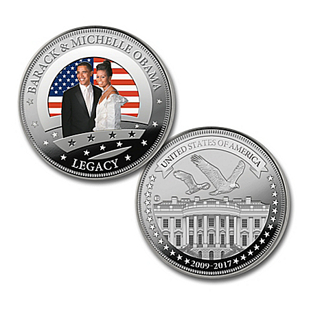 The President Barack Obama And First Lady Michelle Obama 1 Ounce Silver Tribute Proof Coin