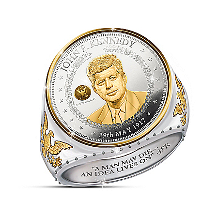 The JFK 100th Anniversary Legacy Silver Coin Ring With Presidential Bust Design