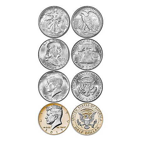 JFK 100th Anniversary 24K Gold Plated Silver Half Dollar Special Edition Coin Set