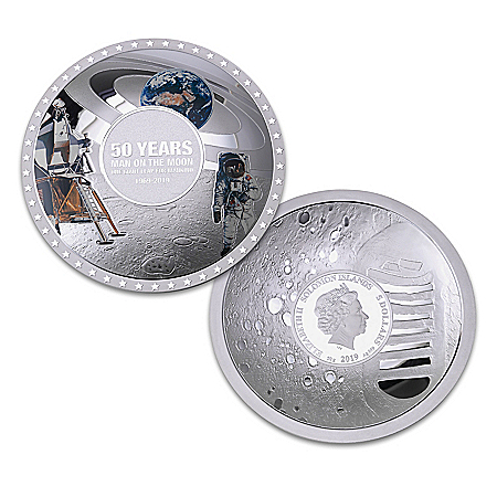 The Apollo 11 50th Anniversary Moon Landing 99.9% Pure Silver Dome-Shaped Coin