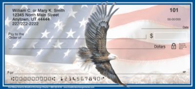 God Bless America Patriotic Eagle and Flag Personal Checks