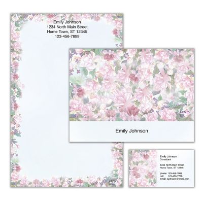 Lena Liu's Floral Borders Personalized Stationery