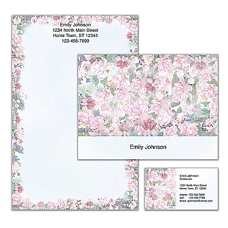 Lena Liu's Floral Borders Personalized Stationery