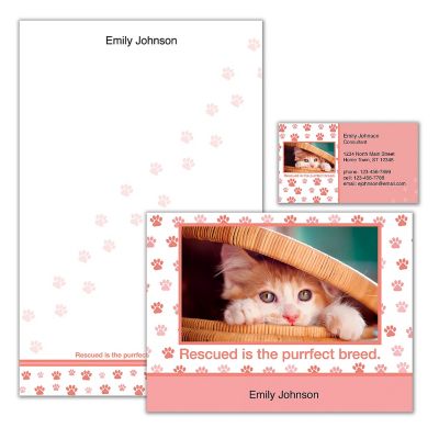 Cat Personalized Stationery: Rescued Is Something to Purr About