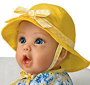 Bubble outfit and hat accented by sunny yellow bows