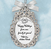 Silver frame ornament holds your photo or message