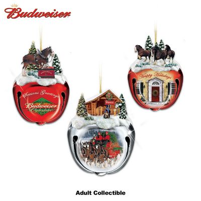 Collectible Budweiser Clydesdales Sleigh Bells Vintage-Style Christmas Ornament Collection