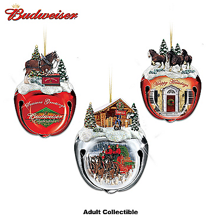 Collectible Budweiser Clydesdales Sleigh Bells Vintage-Style Christmas Ornament Collection