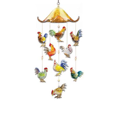 Morning Serenade Rooster Art Glass Hanging Sculpture