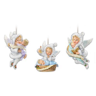 Snow Wonder Angels From Heaven Above Christmas Ornament Collection : Sets Of 3