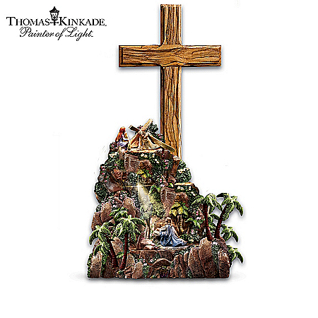 Thomas Kinkade Hand-Carved Olive Wood Cross Sculpture Collection