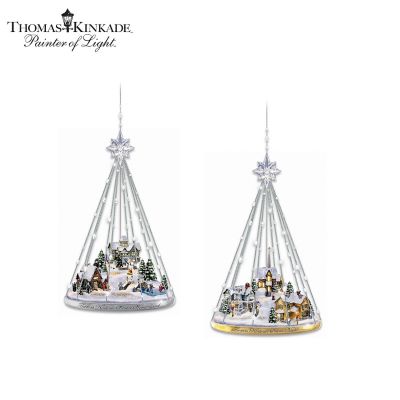 The Thomas Kinkade Sparkling Celebrations Illuminated Ornament Collection