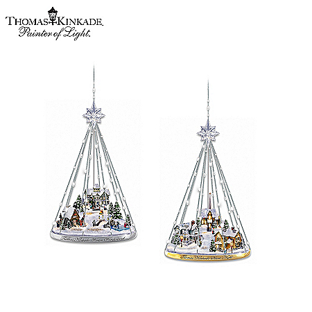 The Thomas Kinkade Sparkling Celebrations Illuminated Ornament Collection