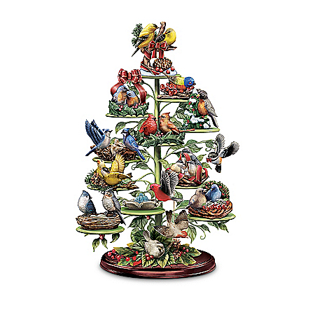 Holiday Tweets Tree Collection: Songbird Figurines With A Musical Tabletop Tree Display