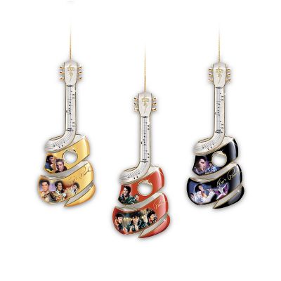 Elvis Guitar Swirl Ornament Collection: Sets Of Three