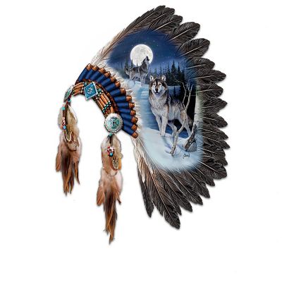 Replica Warrior Headdress With Wolf Art Wall Decor Collection: Sacred Presence