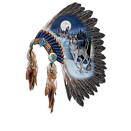 Replica Warrior Headdress With Wolf Art Wall Decor Collection: Sacred Presence
