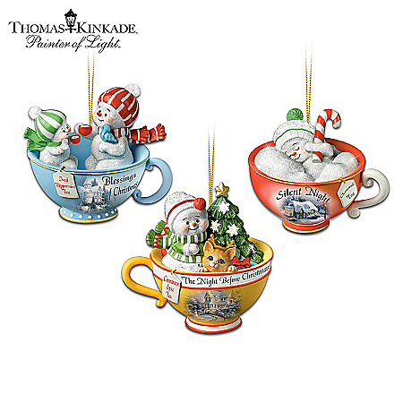 Thomas Kinkade Christmas Teacup Ornament Collection: Sweet Teas