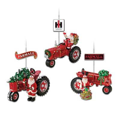 75 Years Of Farmall Red Fully Sculpted Farmall Tractor Christmas Ornament Collection