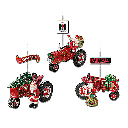75 Years Of Farmall Red Fully Sculpted Farmall Tractor Christmas Ornament Collection