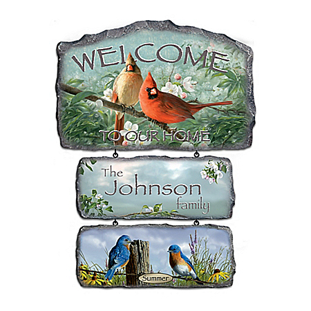 Songbirds Of The Season Personalized Welcome Sign Collection