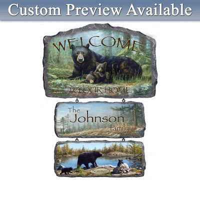 Black Bear Art Personalized Welcome Sign Wall Decor Collection: Seasonal Splendor