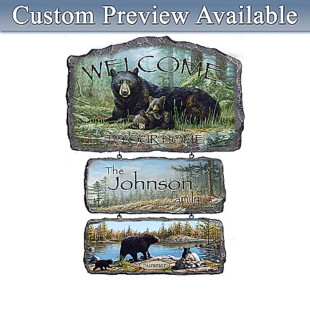 Black Bear Art Personalized Welcome Sign Wall Decor Collection: Seasonal Splendor