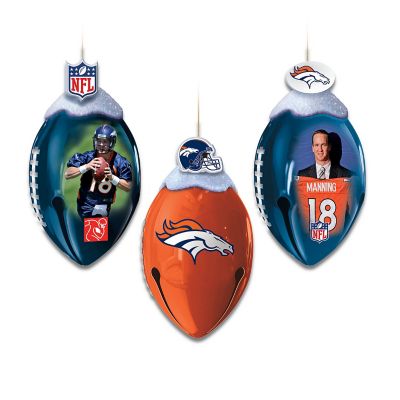 NFL Denver Broncos FootBells Christmas Ornament Collection