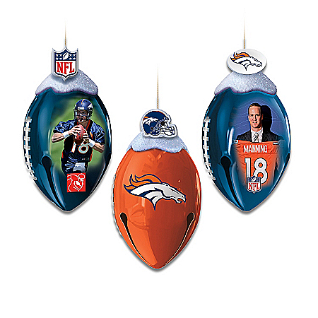 NFL Denver Broncos FootBells Christmas Ornament Collection