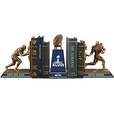 Bookends: Seattle Seahawks Super Bowl XLVIII Champions Cold-Cast Bronze Bookends Collection