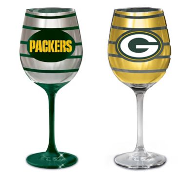 Green Bay Packers Dark Green And Gold Wine Glass Collection