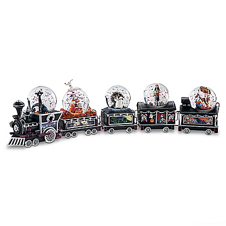 Handcrafted Disney Tim Burtons The Nightmare Before Christmas Glitter Globe Train Collection