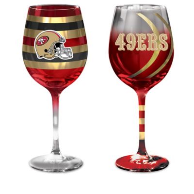 NFL San Francisco 49ers Wine Glass Collection: Set Of Two Stem Wine Glasses