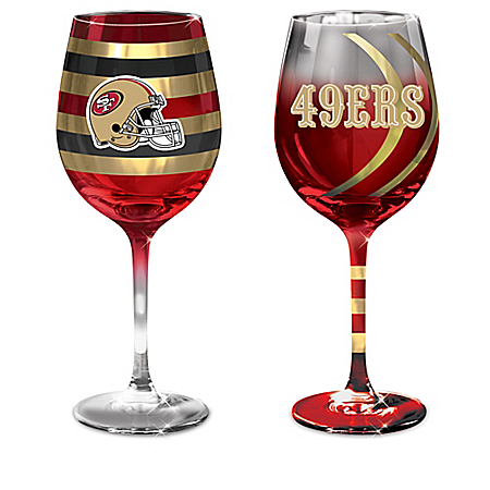 NFL San Francisco 49ers Wine Glass Collection: Set Of Two Stem Wine Glasses
