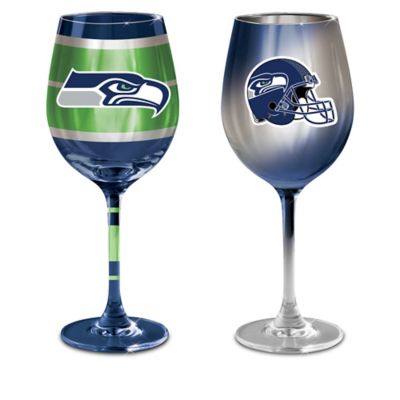 NFL Seattle Seahawks Wine Glass Collection: Set Of Two Stem Wine Glasses