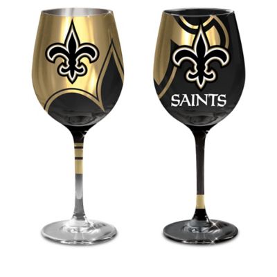 NFL New Orleans Saints Wine Glass Collection: Set Of Two Stem Wine Glasses