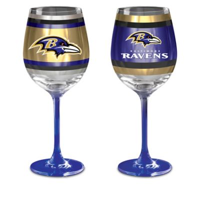 NFL Baltimore Ravens Wine Glass Collection: Set Of Two Stem Wine Glasses
