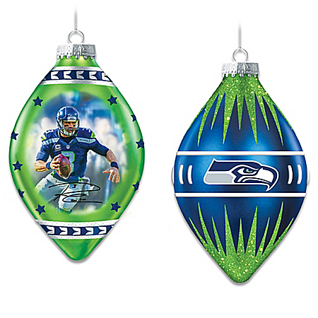 Seattle Seahawks Heirloom Glass Ornament Collection